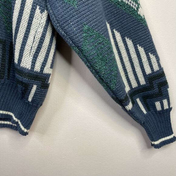 Vintage 80s 90s Van Heusen Hennessy Acrylic Geometric Grandpa Sweater Mens L - Picture 3 of 7